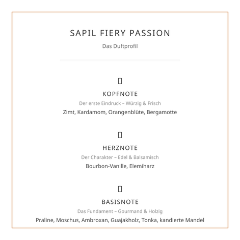 Sapil Fiery Passion (Eau de Parfum, 100ml) – Die meisterhafte Vanille-Sinfonie