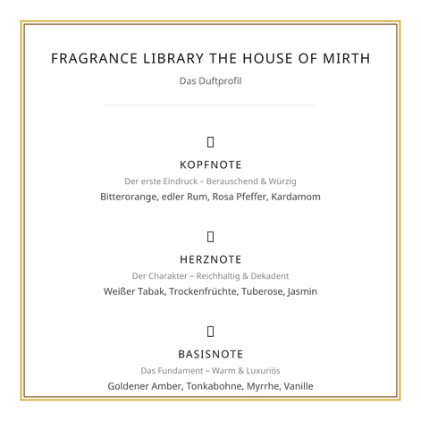 Fragrance Library The House of Mirth (Extrait de Parfum, 50 ml) – Die goldene Ära der Verführung