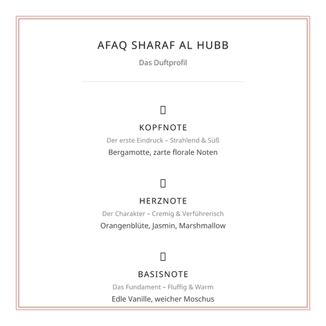 AFAQ – Sharaf Al Hubb (Eau de Parfum, 100 ml) – Die Essenz purer Romantik
